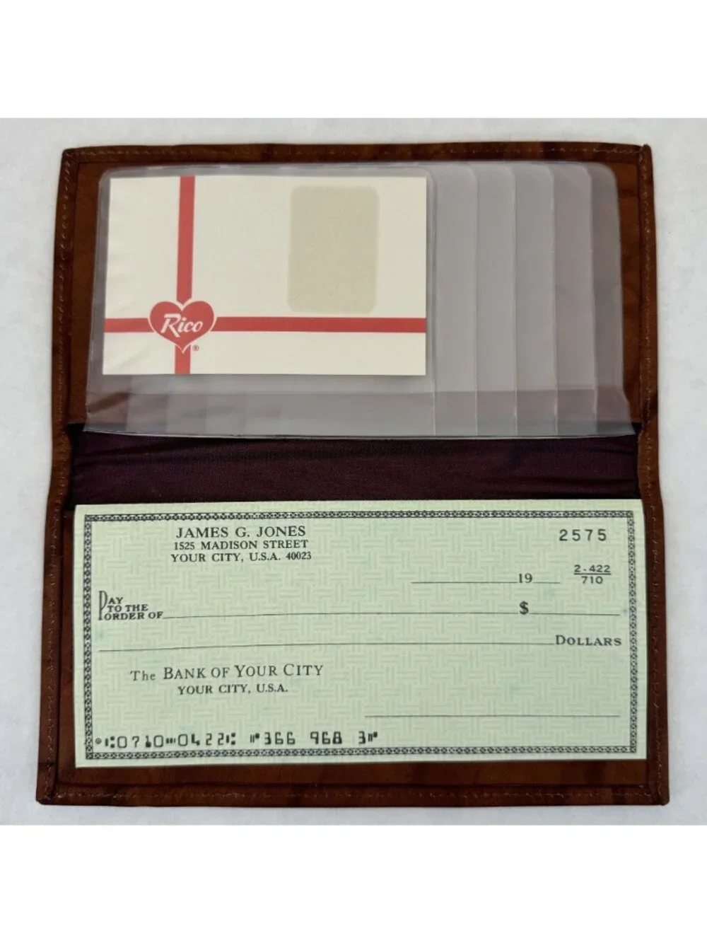 Chicago Blackhawks Genuine Leather Checkbook Cover Wallet NHL Embossed Rico NEW - Picture 2 of 11